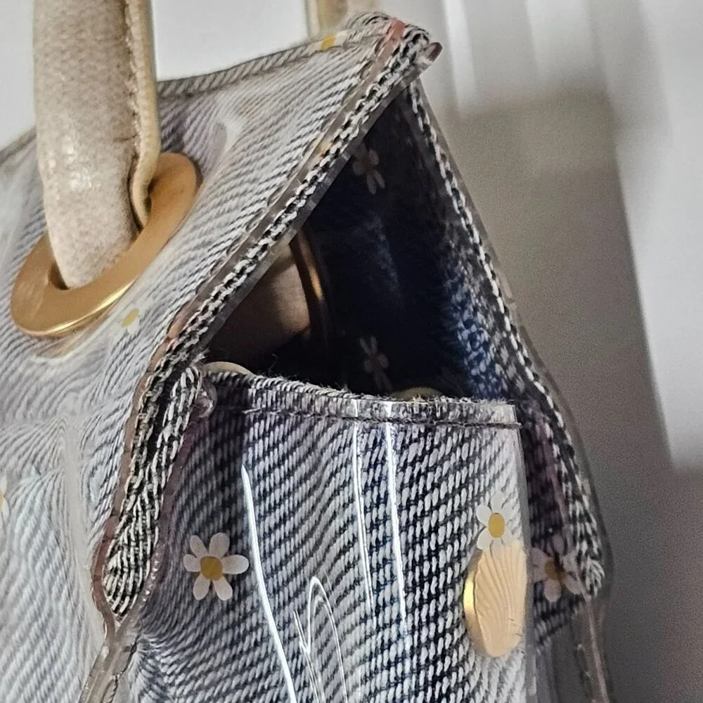 Hammitt Benjamin Daisy Print‎ Tote Bag Los Denim & Clear PVC Los Angeles